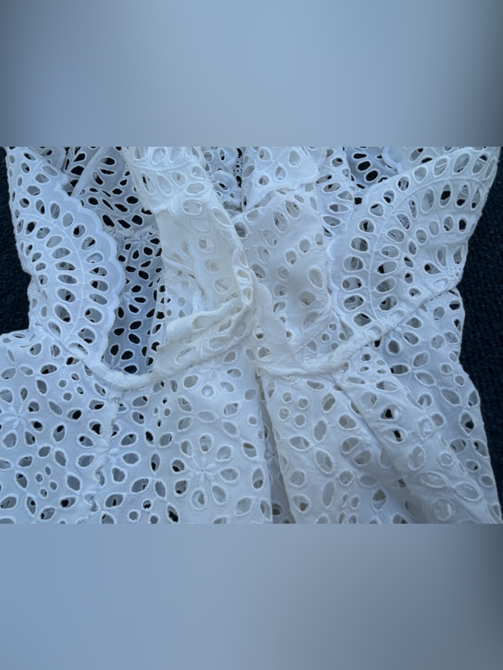 Ulla Johnson Dolly Top Blouse White Cotton Eyelet Tassel Tie Size 6 - Picture 13 of 16